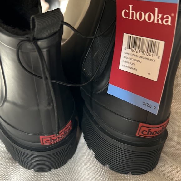 chooka LADIES WATERPROOF Black FAUX FUR LINED RUBBER RAIN BOOT - Picture 7 of 7